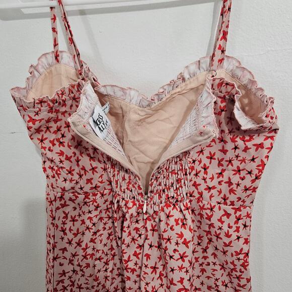 Princess Poly Deniz Pink Mini Dress Ruffle Floral Spaghetti Straps Size Small/6 - Picture 4 of 7